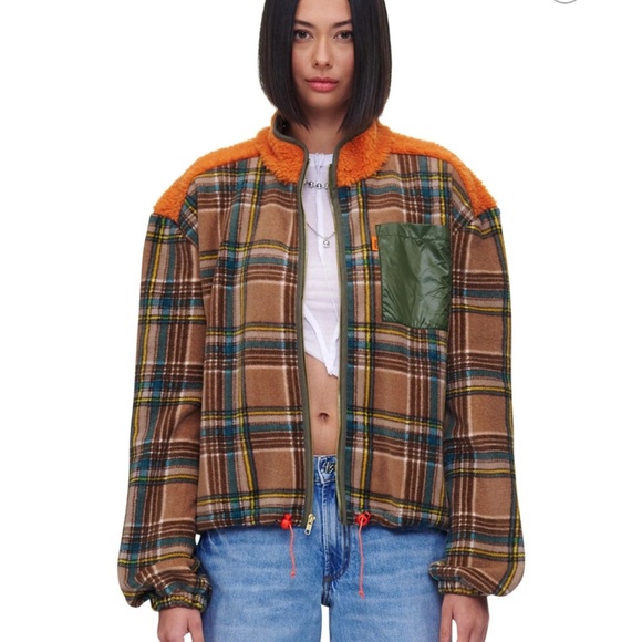 Linda 2.0 Brown Plaid Fleece Jacket - Picture 1 of 10